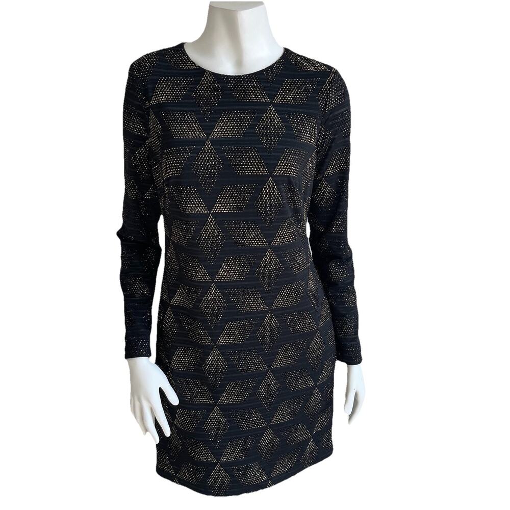 Vince Camuto 6 Embellished Cocktail Party Mini Dressβ Black Gold Holiday